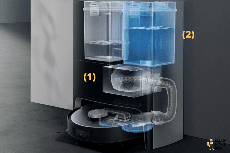 Mischen des Reinigungsmittels in der Basisstation des Ecovacs Saugwischroboters